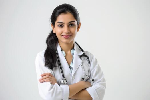 young indian female doctor isolated photo